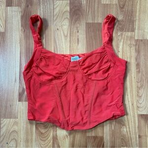 Princess Polly Coral Red Cropped Bustier Top